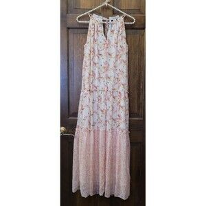 NWT DREW Naomi Pink Floral Chiffon Maxi Dress Summer Pool Party Size Women's XS